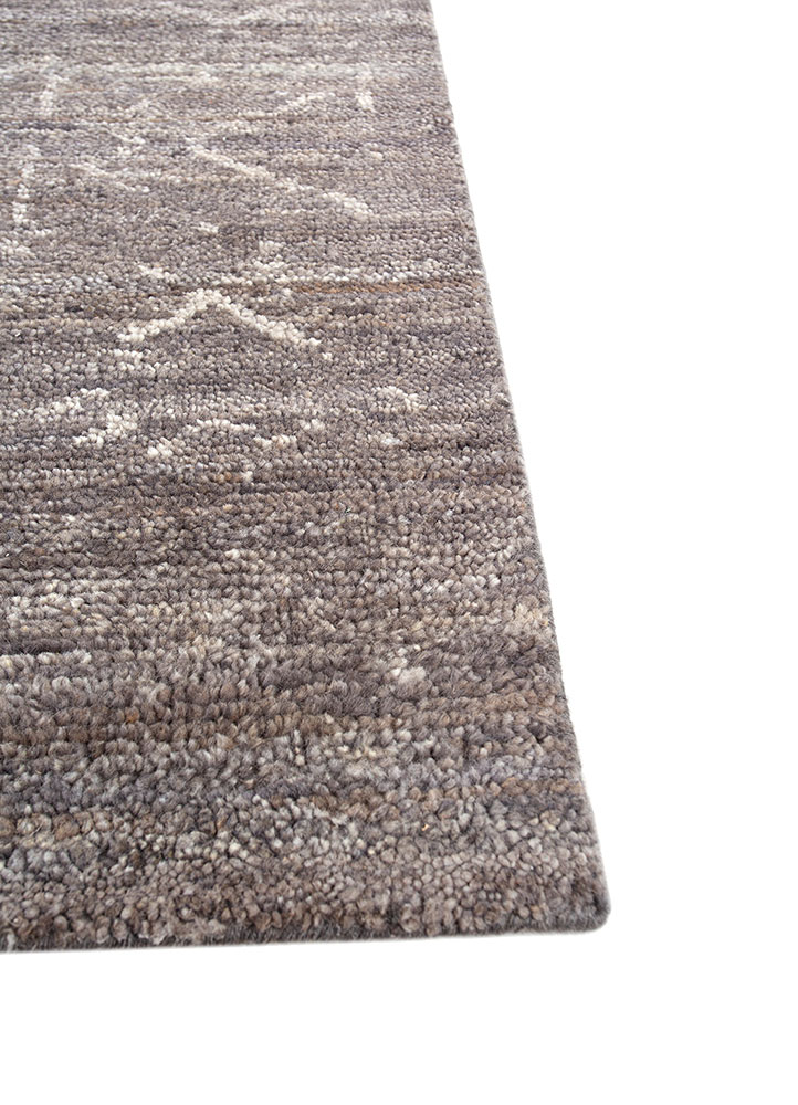 thyme grey and black wool hand knotted Rug - Corner