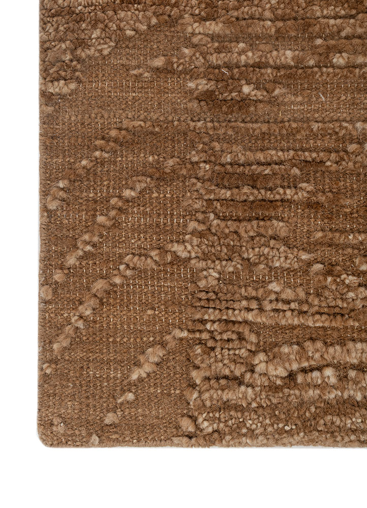manifest beige and brown wool hand knotted Rug - Corner