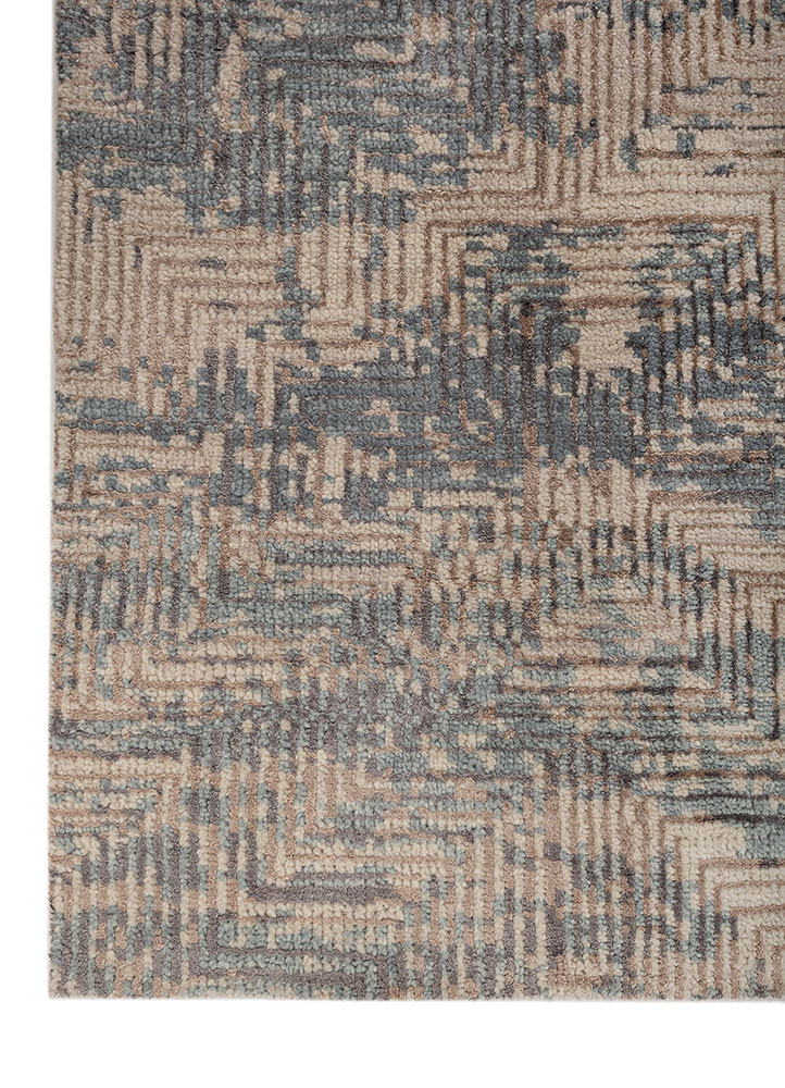 uvenuti beige and brown wool and bamboo silk hand knotted Rug - Corner