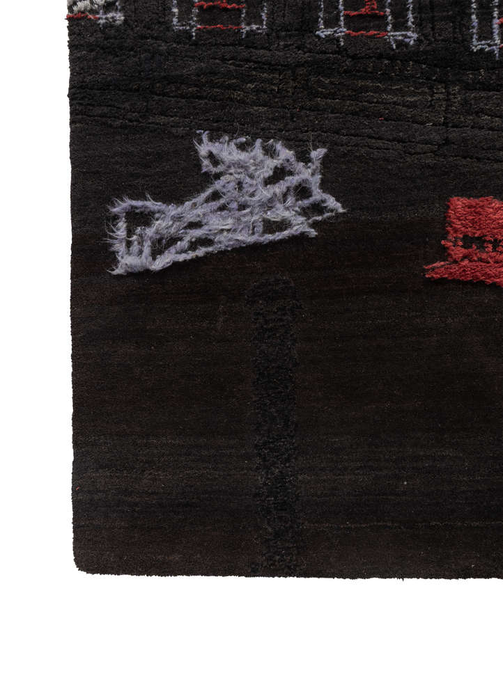exposed spine blue wool and bamboo silk hand knotted WALL ART & TAPESTRY - Corner