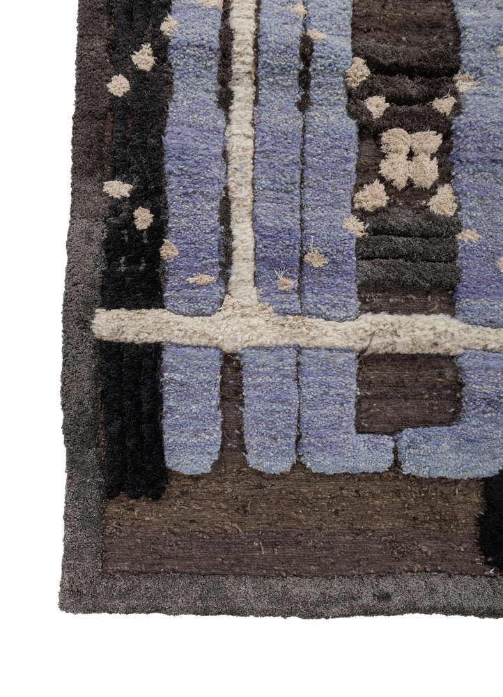 exposed spine beige and brown wool and bamboo silk hand knotted WALL ART & TAPESTRY - Corner