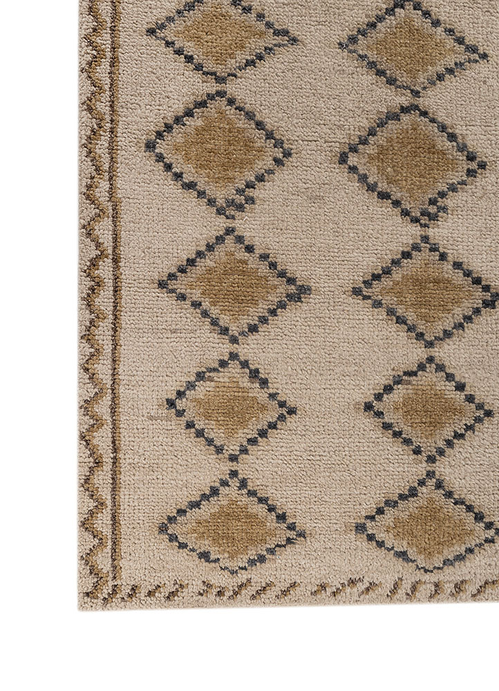 thyme beige and brown wool hand knotted Rug - Corner