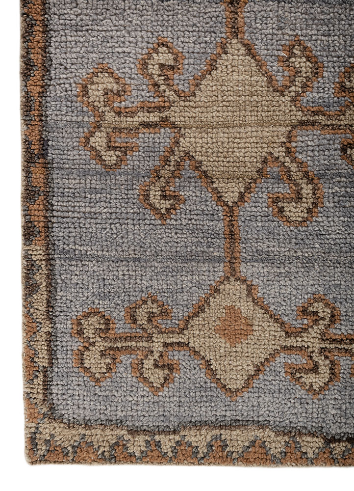 thyme blue wool hand knotted Rug - Corner