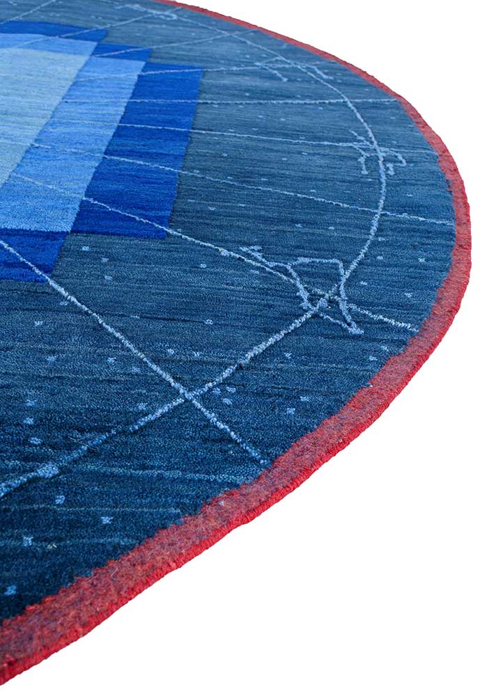 brahmaand blue wool hand knotted Rug - Corner