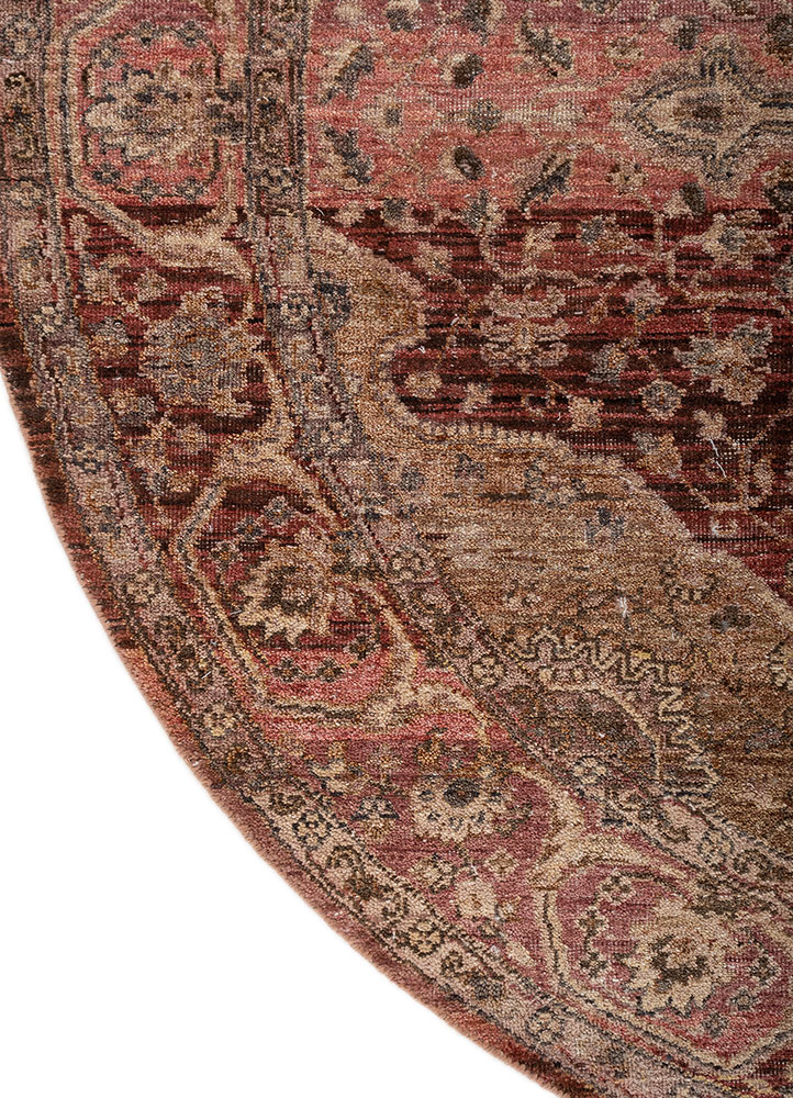 someplace in time red and orange afghan wool hand knotted Rug - Corner