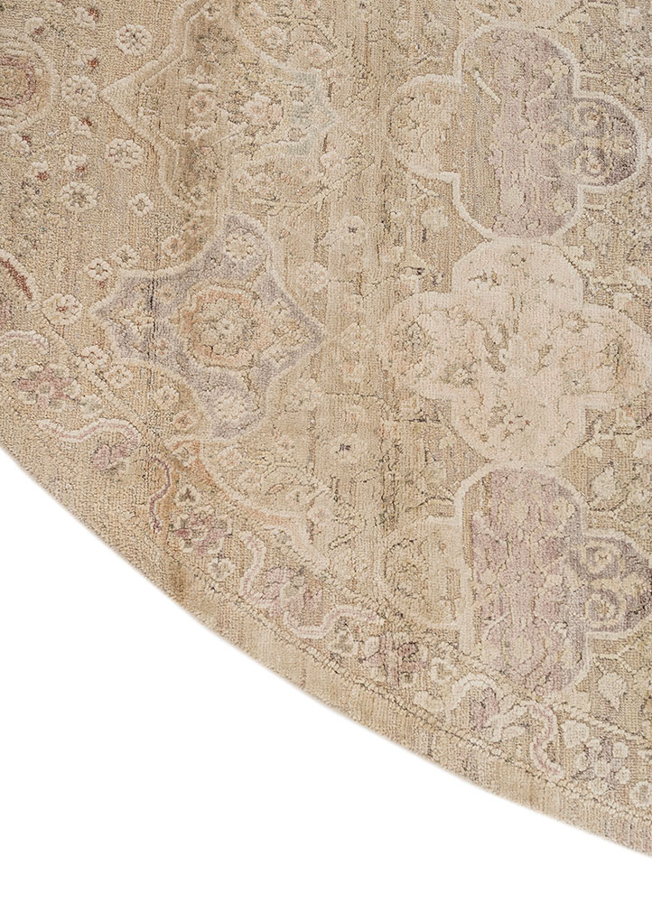 viscaya beige and brown afghan wool and silk hand knotted Rug - Corner