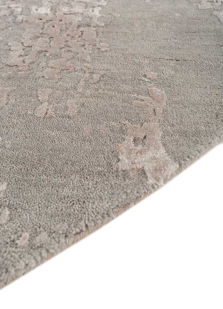chaos theory by kavi grey and black wool and bamboo silk hand knotted Rug - Corner