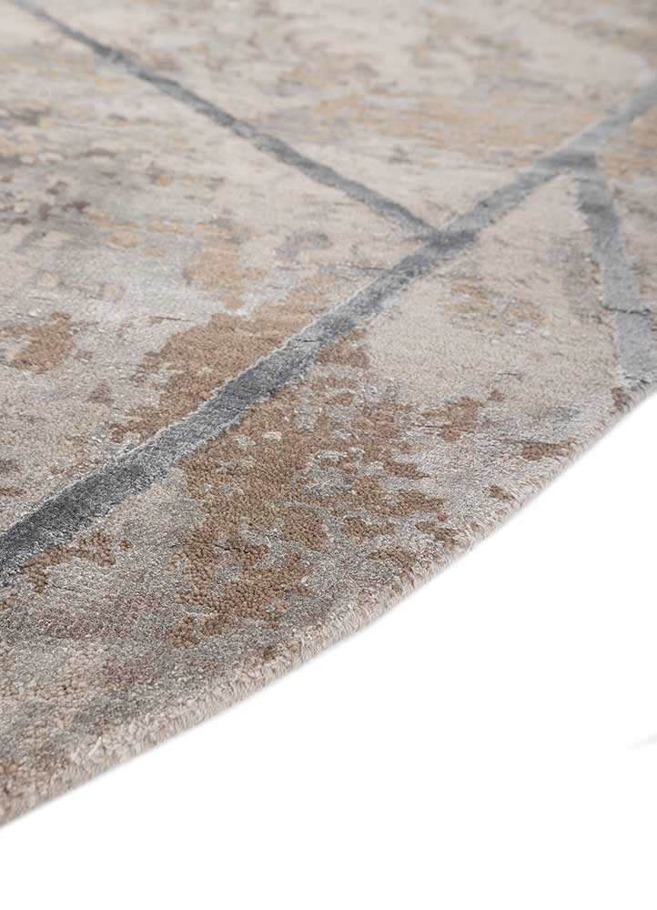 chaos theory by kavi grey and black wool and bamboo silk hand knotted Rug - Corner