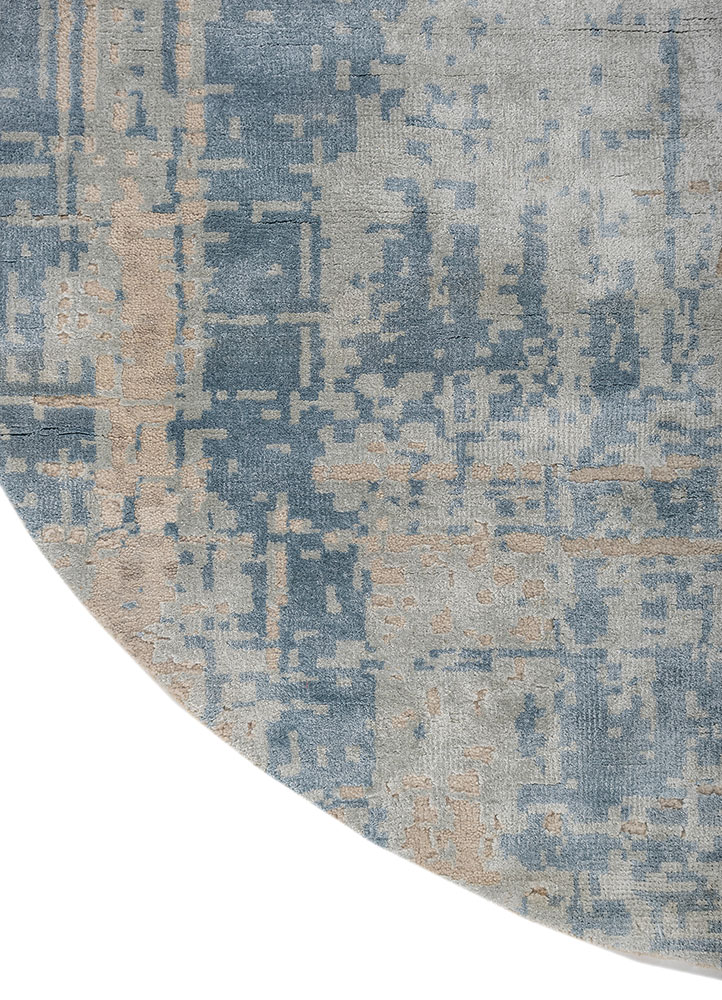 aprezo grey and black wool and bamboo silk hand knotted Rug - Corner