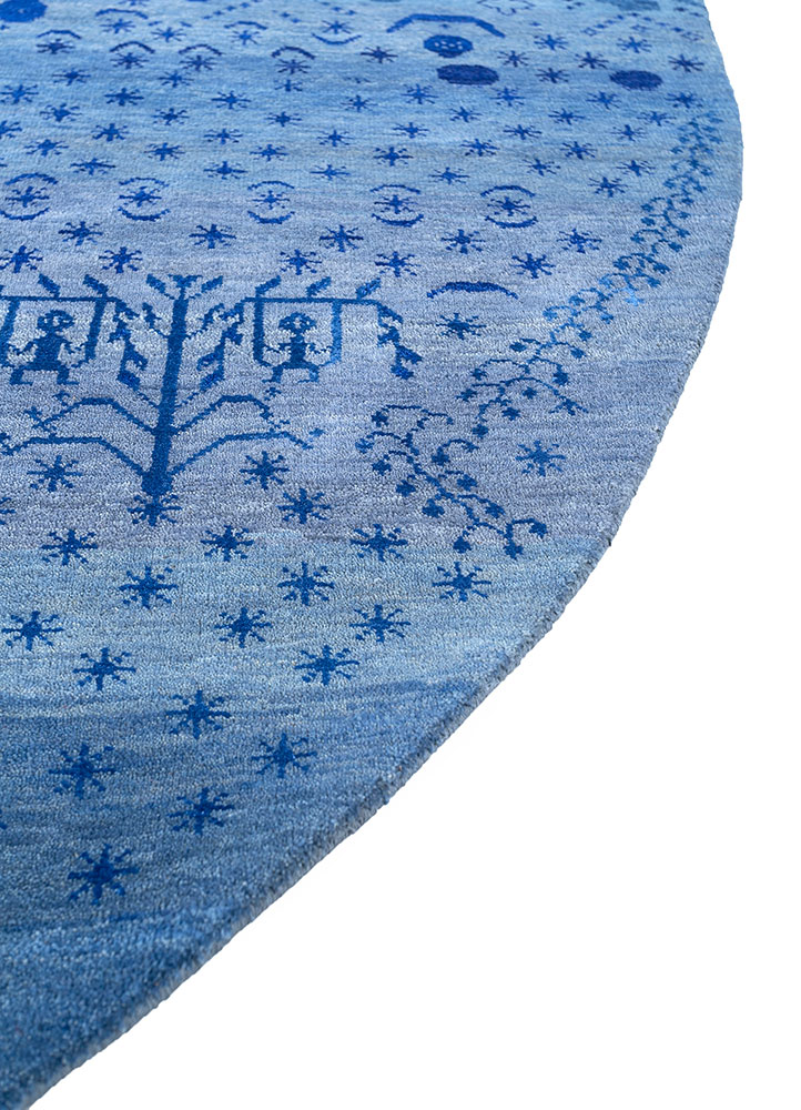 manchaha blue wool hand knotted Rug - Corner