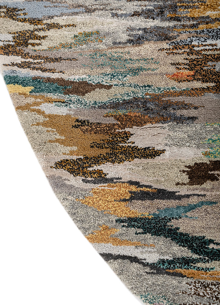 manchaha grey and black wool and bamboo silk hand knotted Rug - Corner