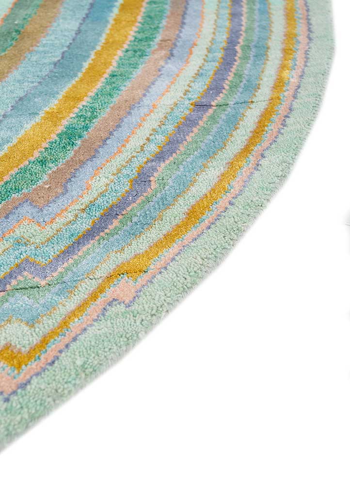 manchaha green wool and bamboo silk hand knotted Rug - Corner