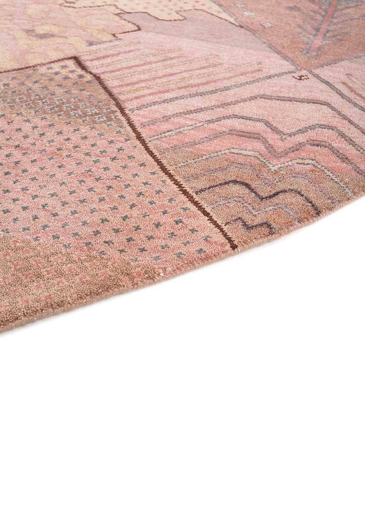 manchaha pink and purple wool and bamboo silk hand knotted Rug - Corner