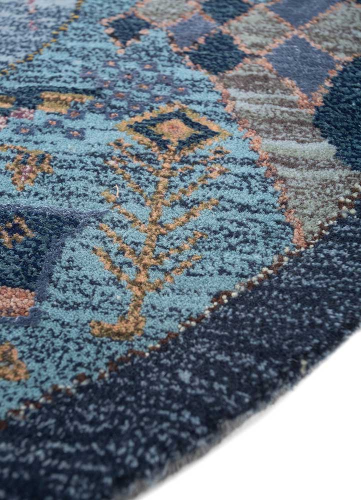 manchaha blue wool and bamboo silk hand knotted Rug - Corner