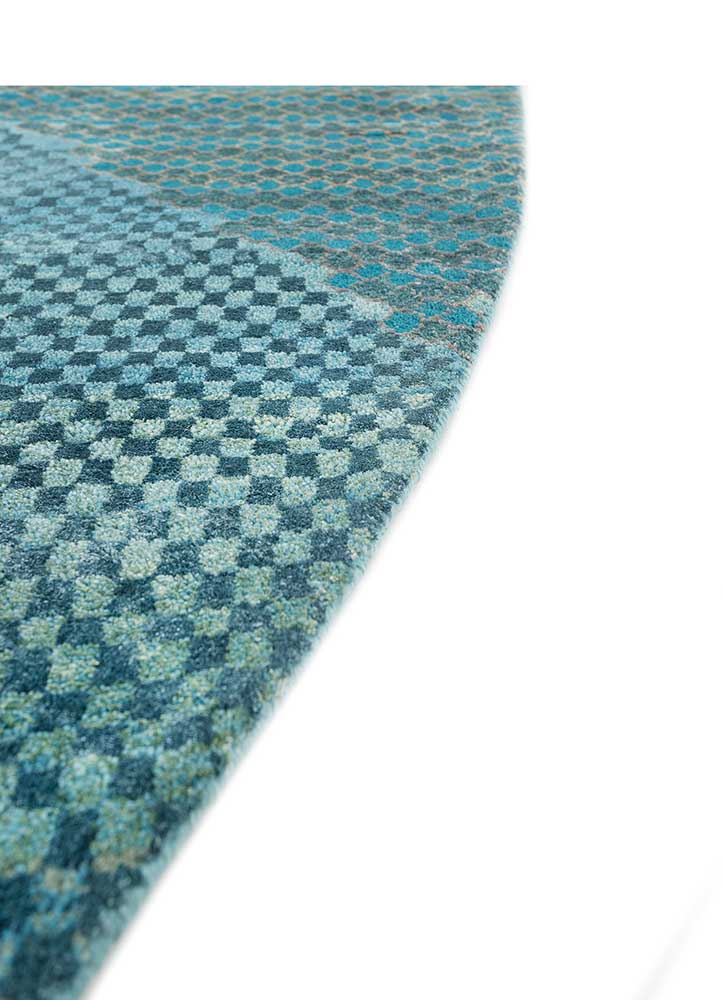 manchaha blue wool and bamboo silk hand knotted Rug - Corner