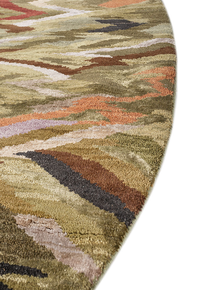manchaha green wool and bamboo silk hand knotted Rug - Corner