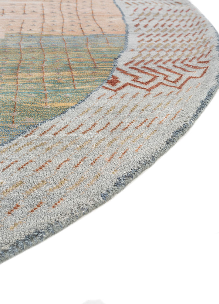manchaha blue wool and bamboo silk hand knotted Rug - Corner