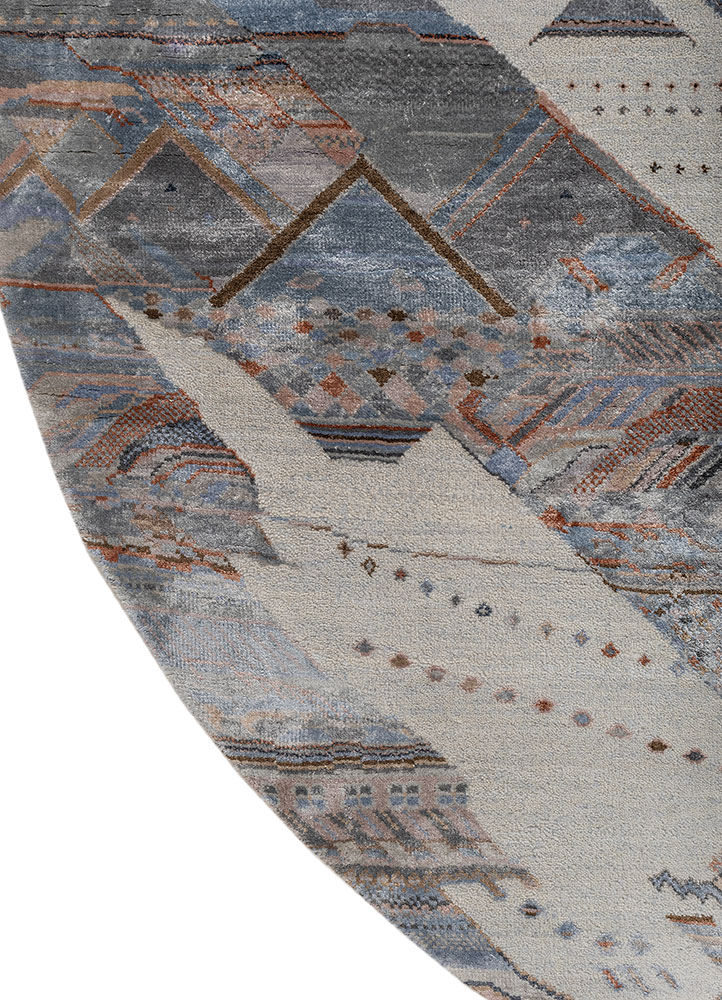 manchaha blue wool and bamboo silk hand knotted Rug - Corner