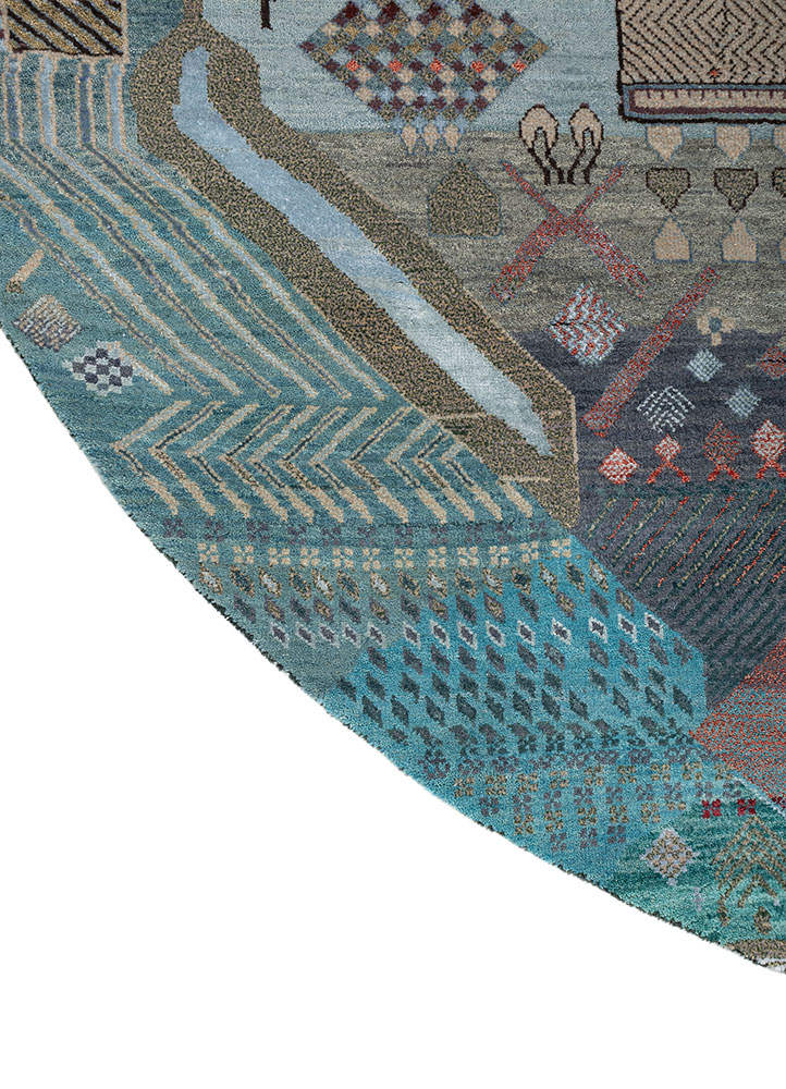 manchaha ivory wool and bamboo silk hand knotted Rug - Corner