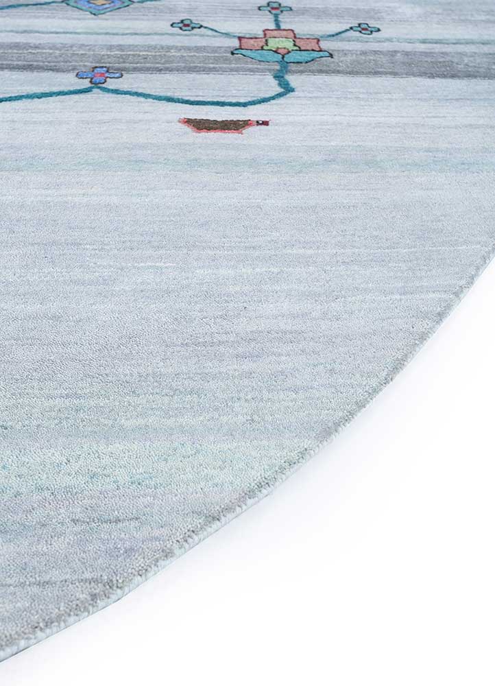 freedom manchaha grey and black wool and silk hand knotted Rug - Corner
