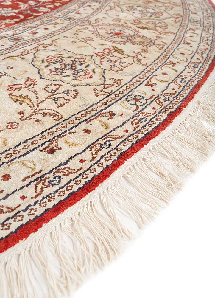 gulmarg red and orange silk hand knotted Rug - Corner