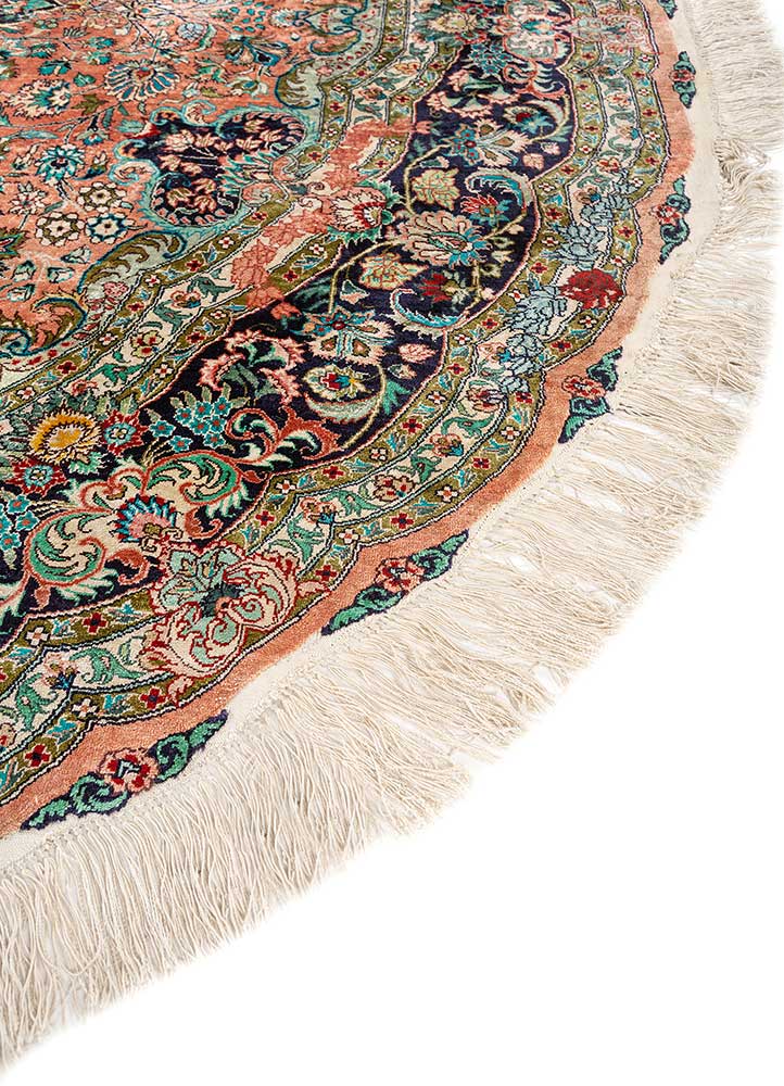 gulmarg pink and purple silk hand knotted Rug - Corner
