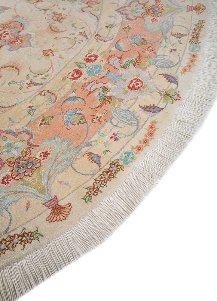 aalam pink and purple wool and silk hand knotted Rug - Corner