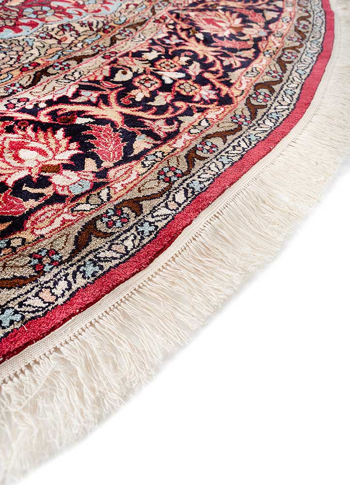 gulmarg red and orange silk hand knotted Rug - Corner