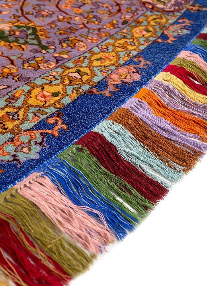 gulmarg blue silk hand knotted Rug - Corner