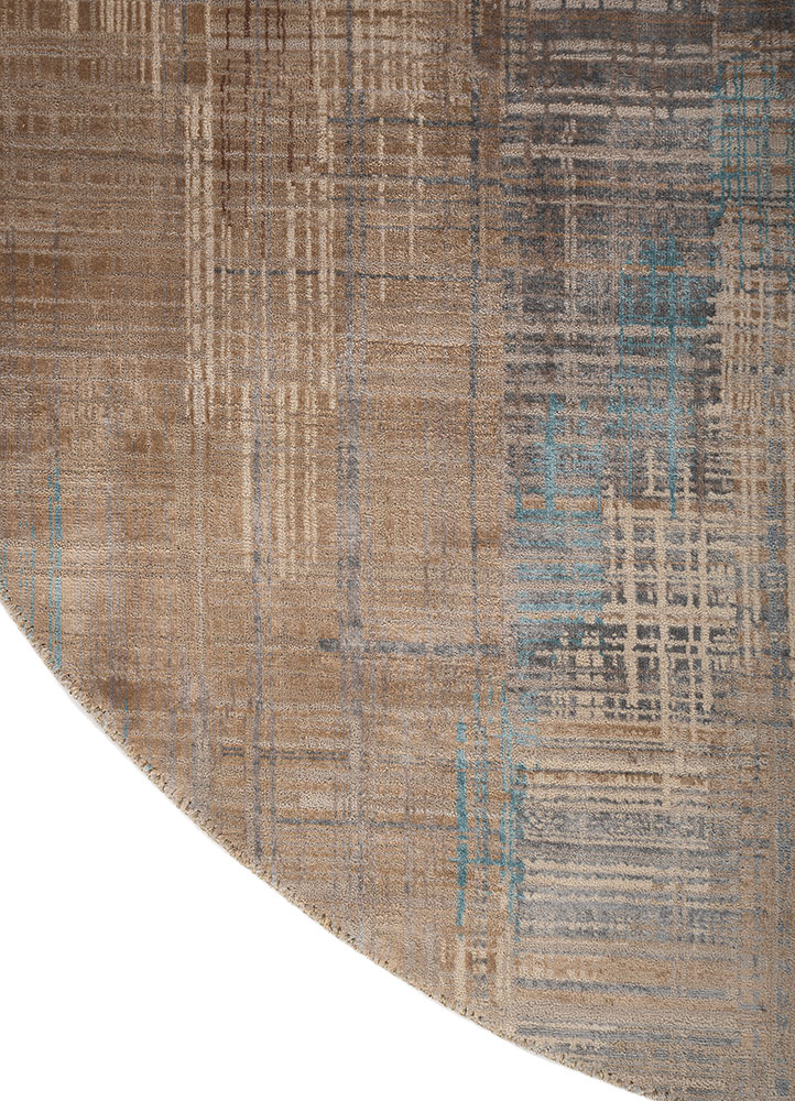 unstring by kavi grey and black wool and bamboo silk hand knotted Rug - Corner