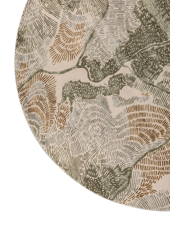 white noise gold wool and viscose hand tufted Rug - Corner