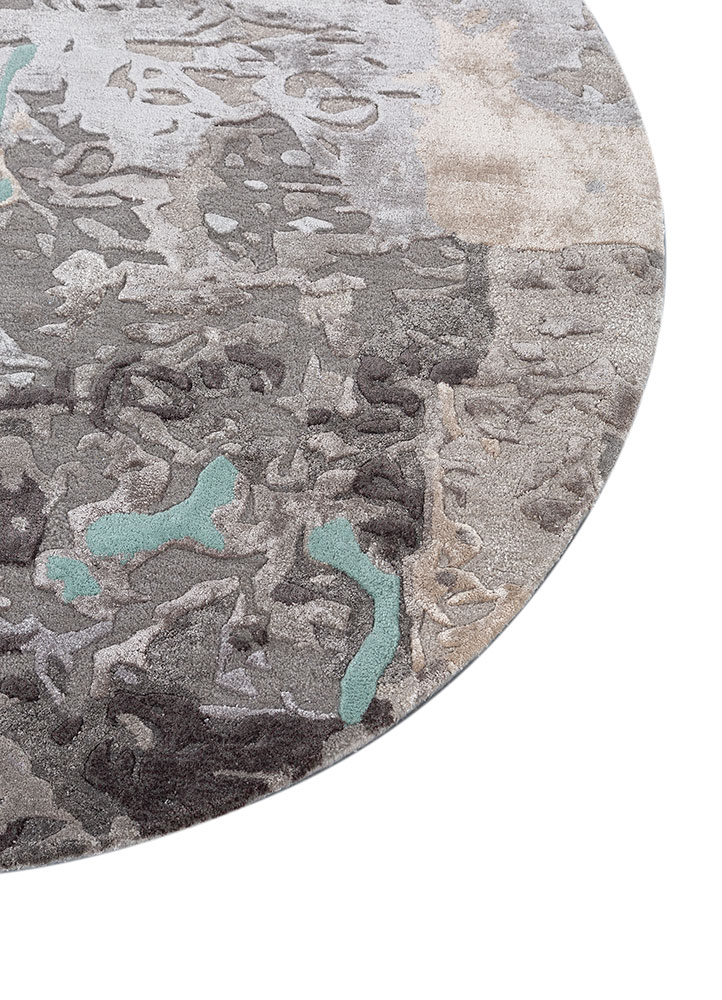 white noise grey and black wool and viscose hand tufted Rug - Corner