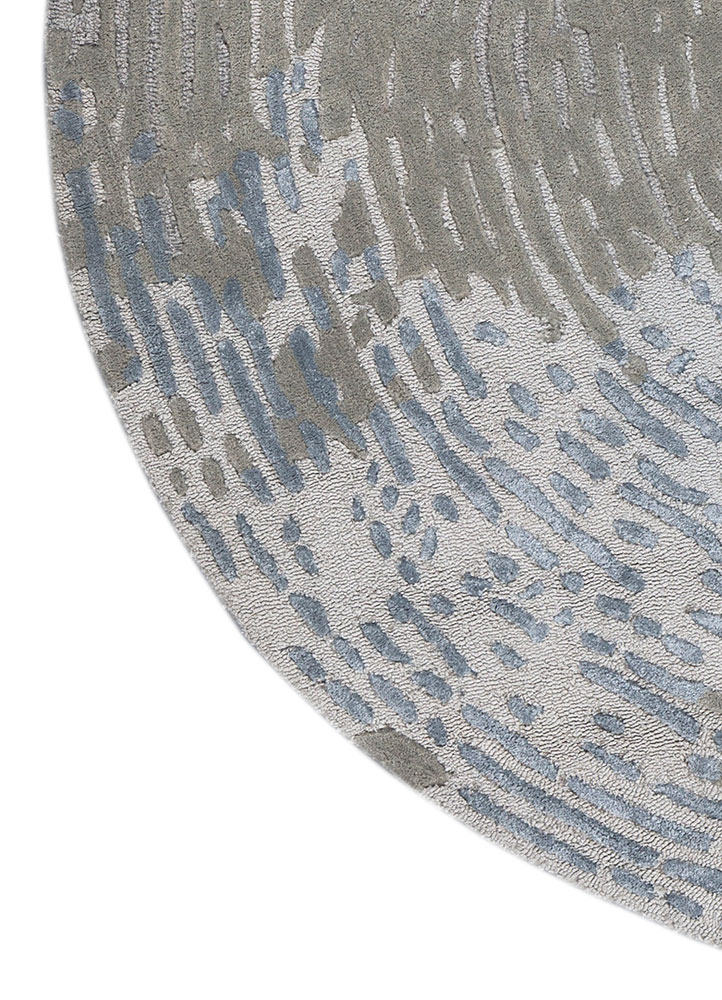 white noise blue wool and viscose hand tufted Rug - Corner