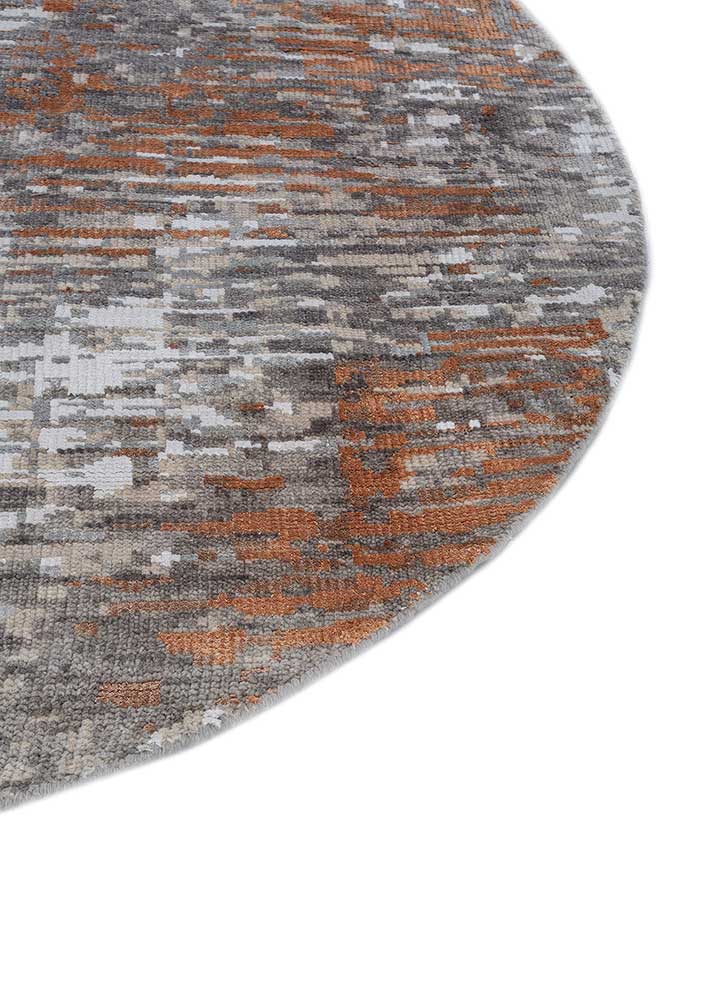 clan grey and black wool and bamboo silk hand knotted Rug - Corner