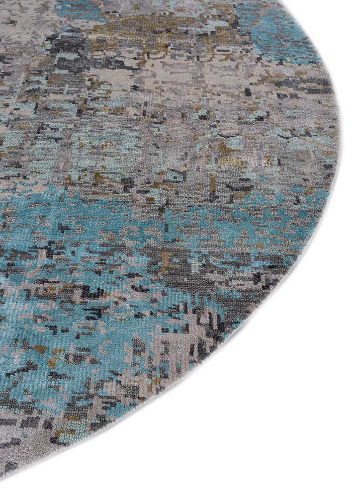 blythe ivory wool and bamboo silk hand knotted Rug - Corner