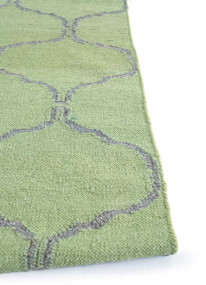indusbar green wool and viscose flat weaves Rug - Corner