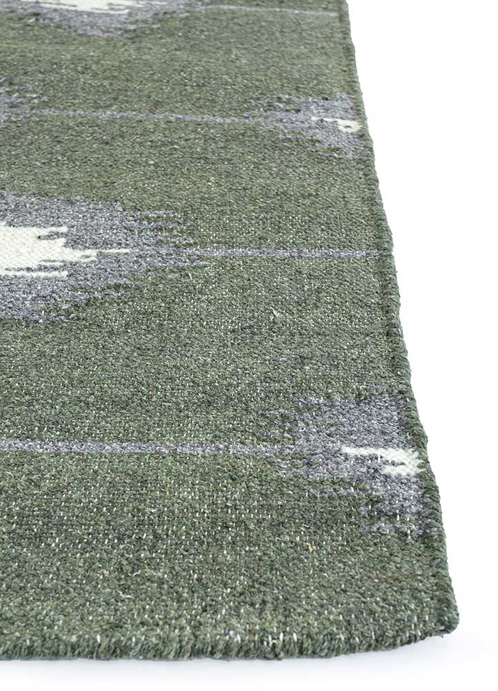 indusbar grey and black wool and viscose flat weaves Rug - Corner