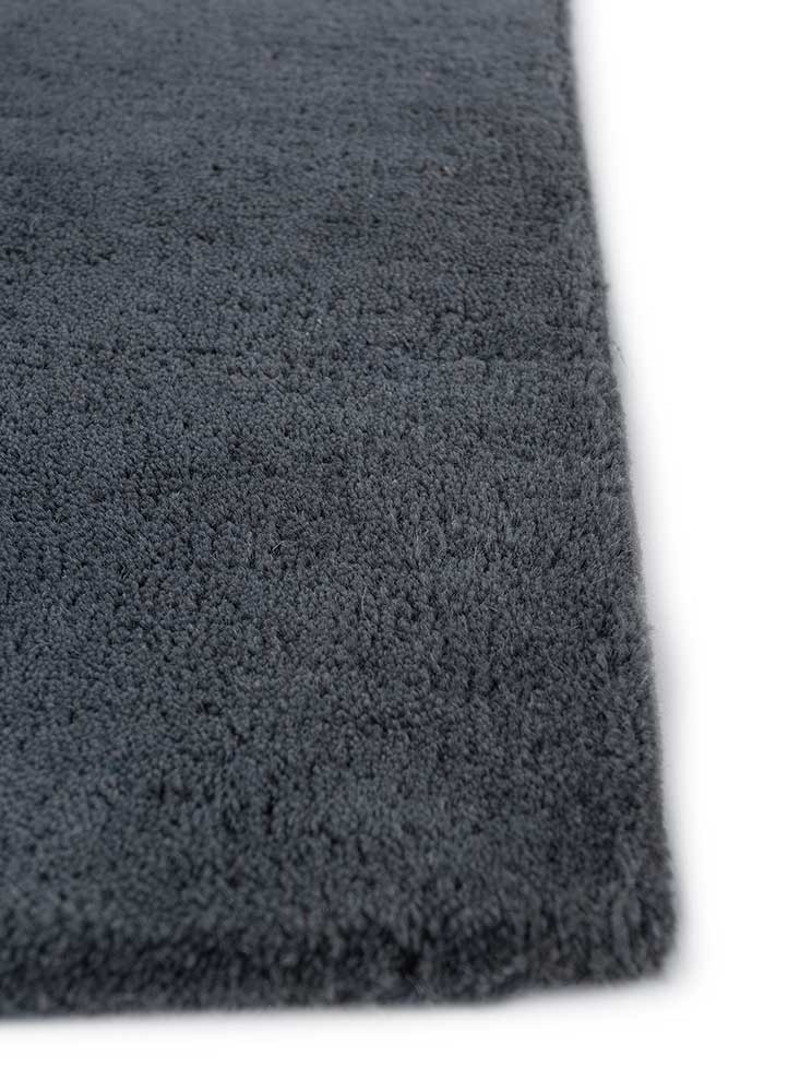 linear blue wool hand tufted Rug - Corner