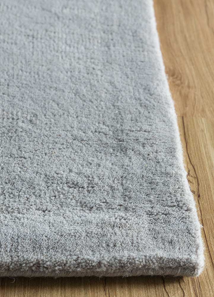 linear grey and black wool hand tufted Rug - Corner