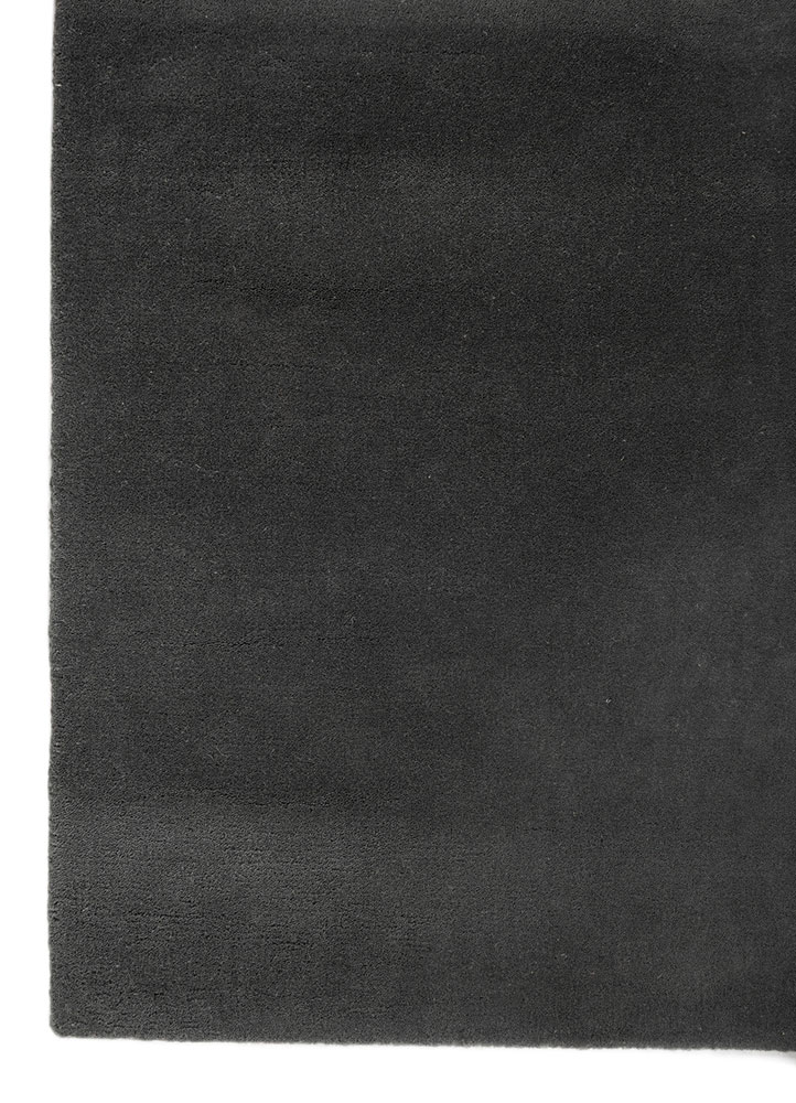linear grey and black wool hand tufted Rug - Corner
