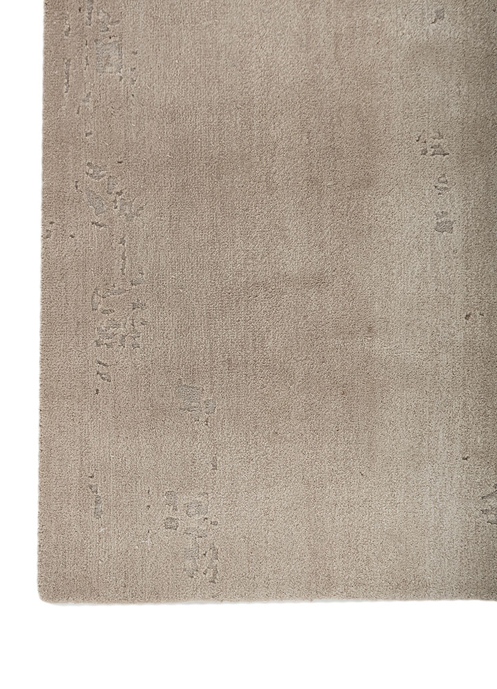 basis beige and brown wool and bamboo silk hand knotted Rug - Corner