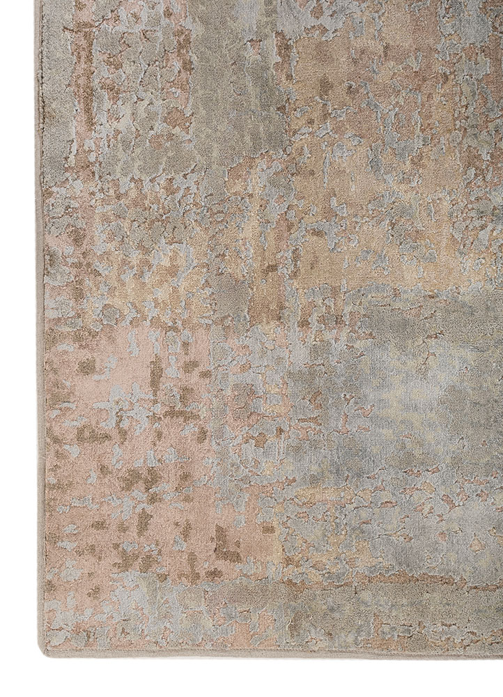 aprezo ivory wool and bamboo silk hand knotted Rug - Corner