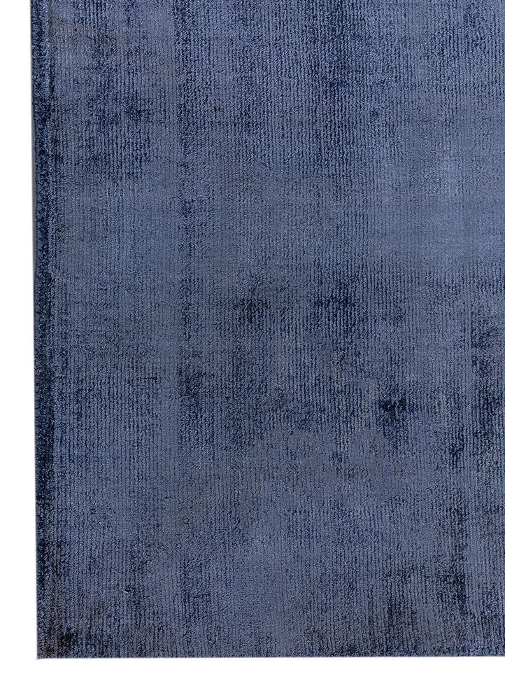 basis blue bamboo silk hand loom Rug - Corner