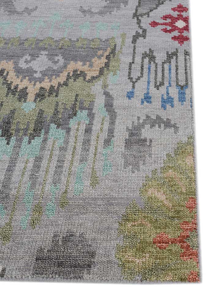 savana grey and black wool hand knotted Rug - Corner