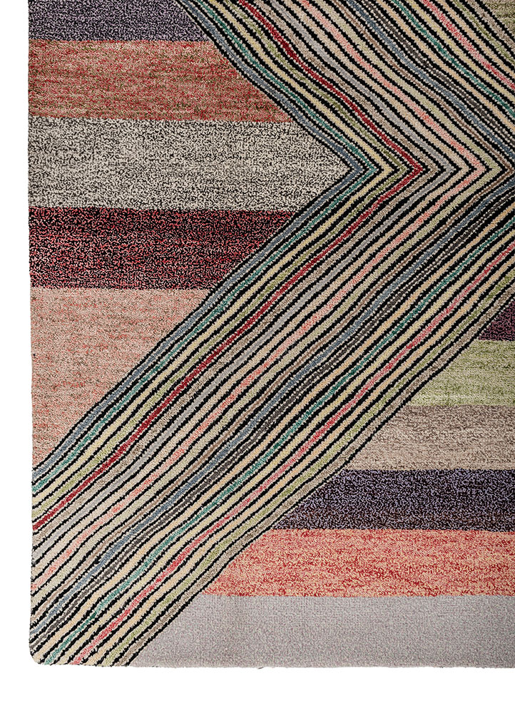 manchaha grey and black wool and bamboo silk hand knotted Rug - Corner
