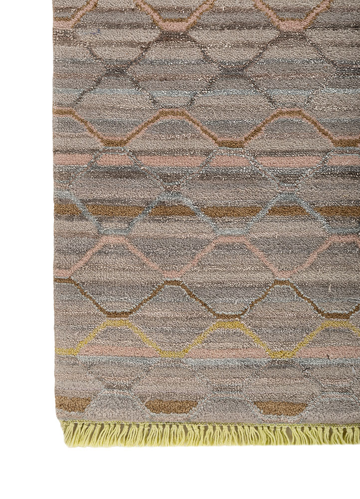 manchaha grey and black wool and bamboo silk hand knotted Rug - Corner