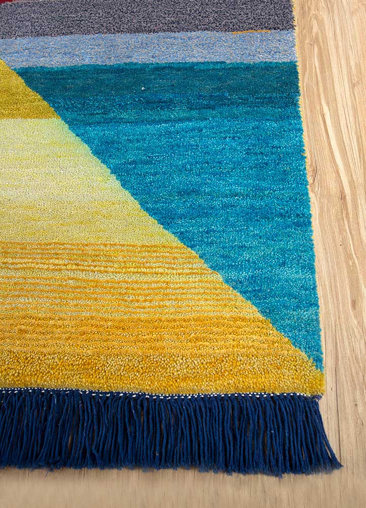 freedom manchaha blue wool and bamboo silk hand knotted Rug - Corner