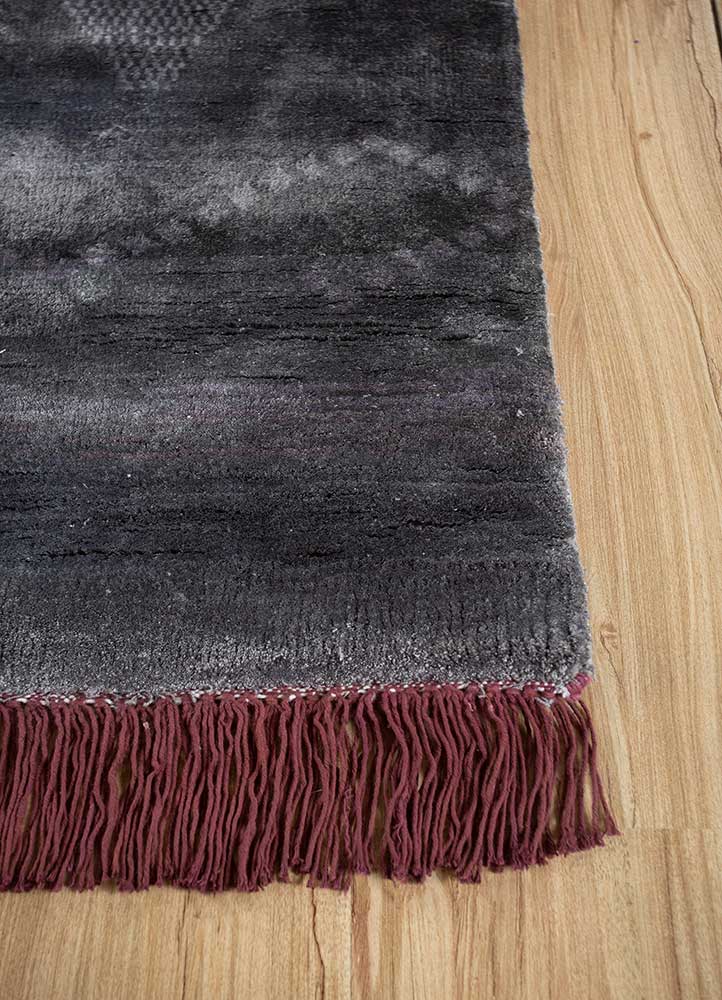 manchaha beige and brown wool and bamboo silk hand knotted Rug - Corner