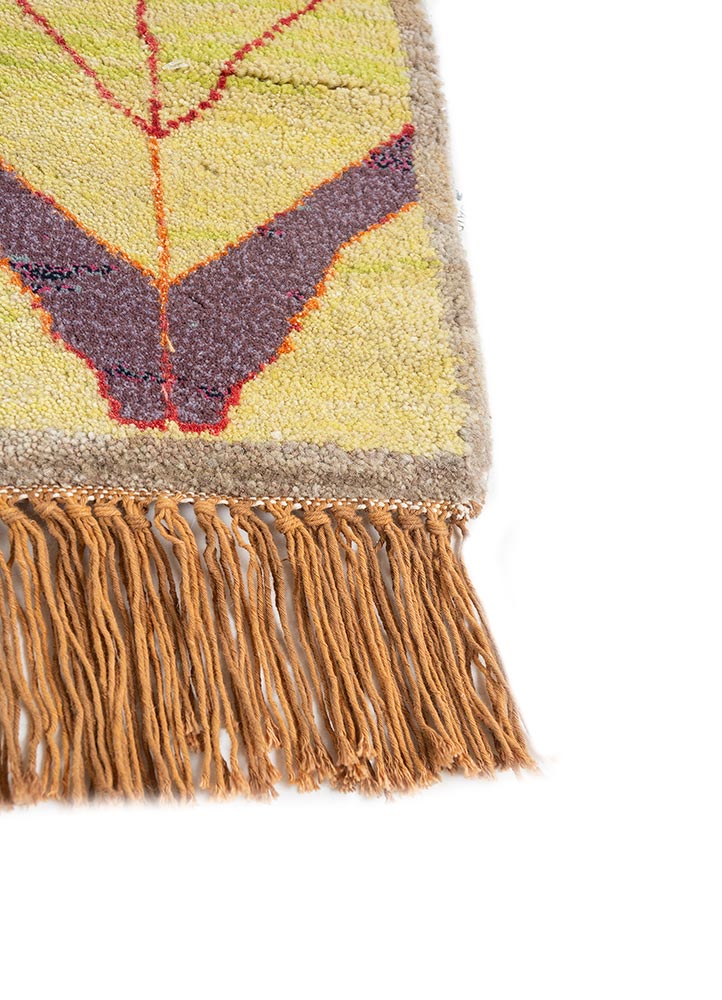manchaha beige and brown wool and bamboo silk hand knotted Rug - Corner