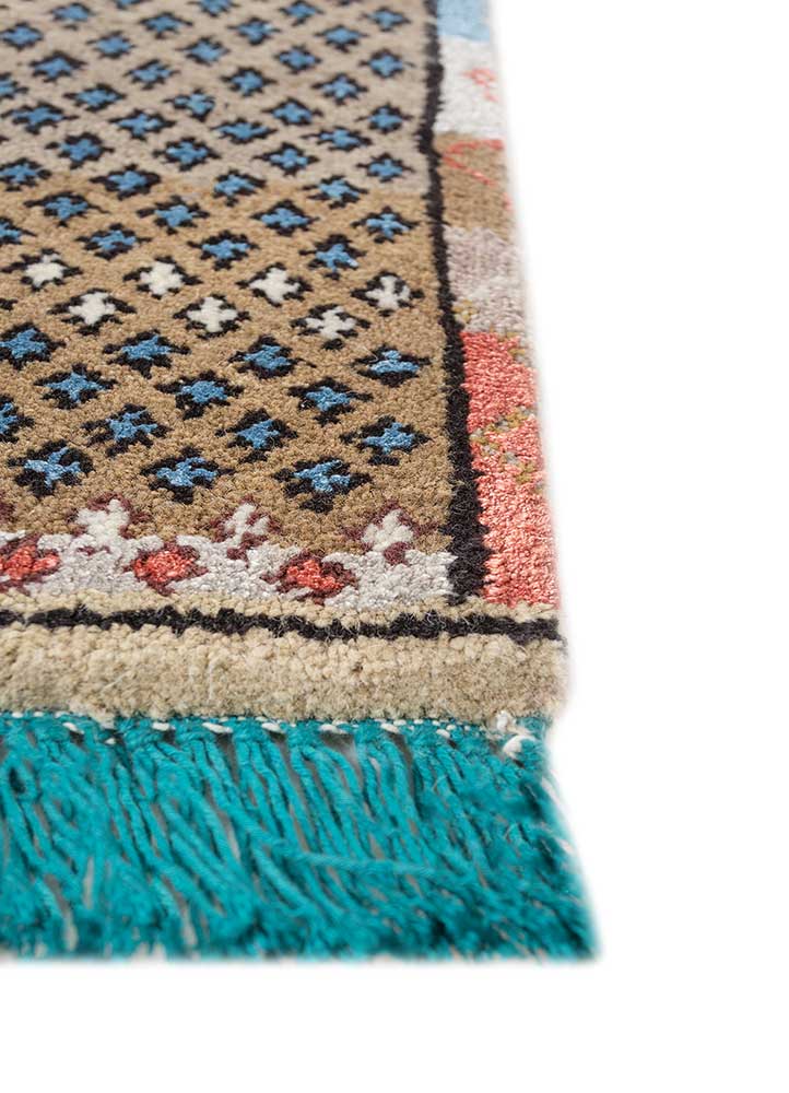 manchaha gold wool and bamboo silk hand knotted Rug - Corner